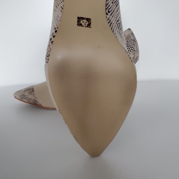 ANNE KLEIN Faux Snakeskin Shoes Stretch Band Brown Wood Stiletto Heel Women's 8 - Picture 12 of 12